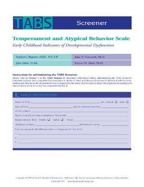 Temperament and Atypical Behavior Scale (TABS) Screener