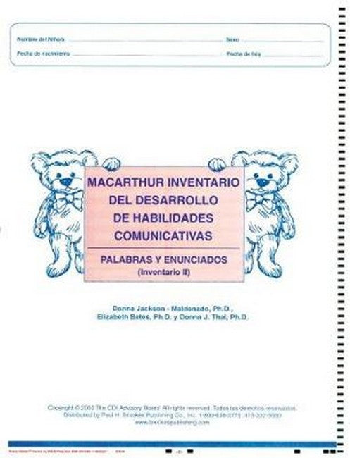 Macarthur Communicative Development Inventories (Cdis)  Inventario II: Palabras y Enunciados (Package of 25)