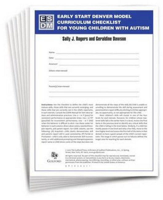 Early Start Denver Model Curriculum Checklist for Young Children with Autism, Set of 15 Checklists, Each a 16-Page Two-Color Booklet 3/e